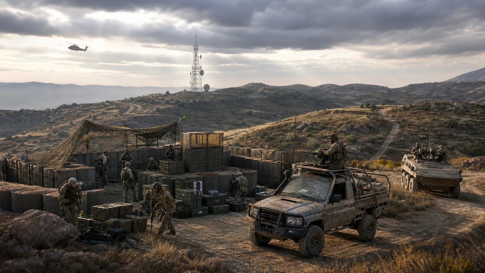 Ein Arma-3-Wasteland-Trupp mit Fahrzeugen in Chernarus