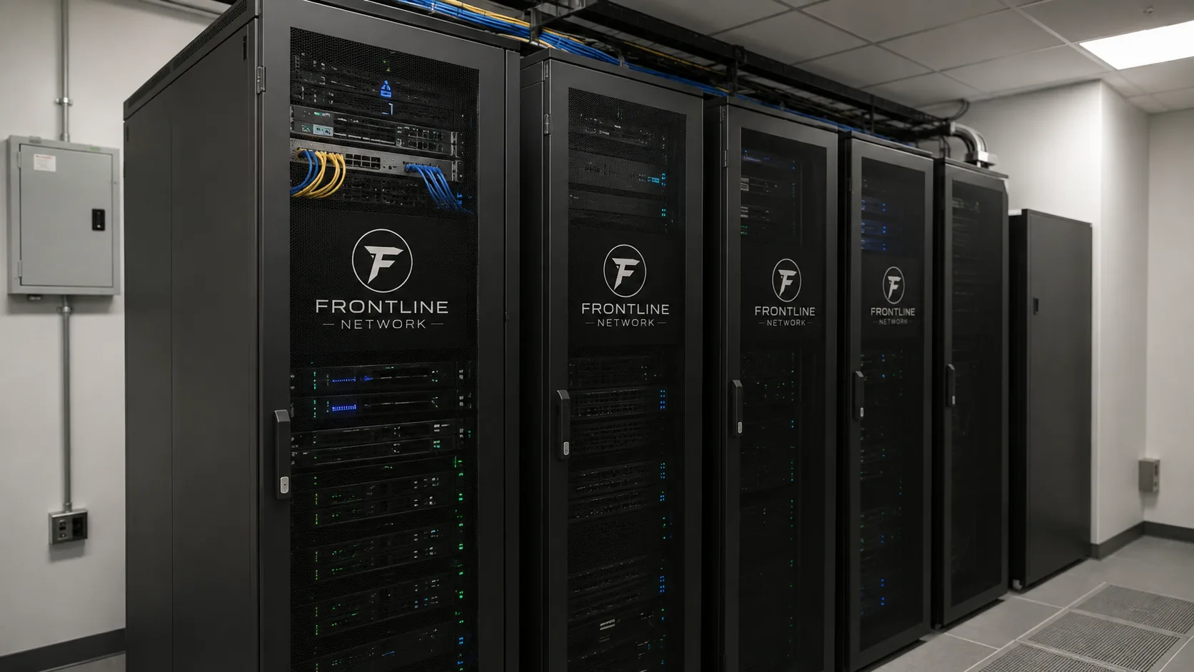 Serverracks in einer betreuten Frontline-Hosting-Umgebung