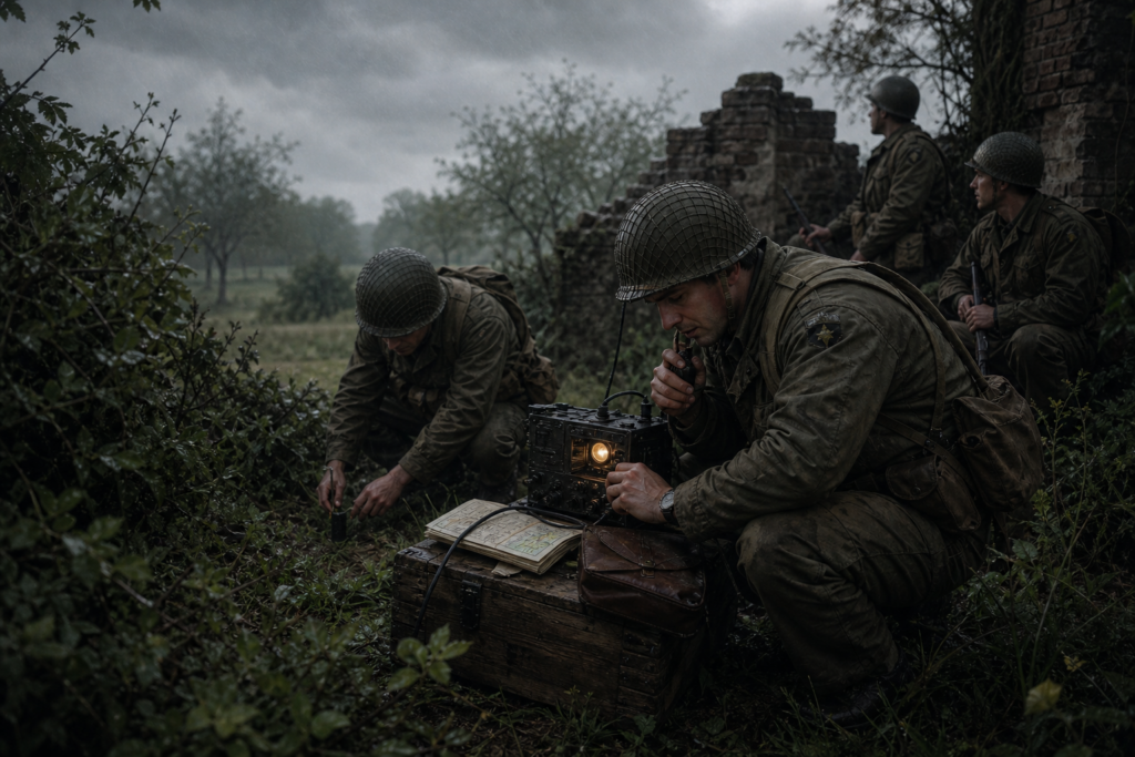 Squadleader koordiniert Funkmeldung und Außenposten mit seinem Trupp in Hell Let Loose.